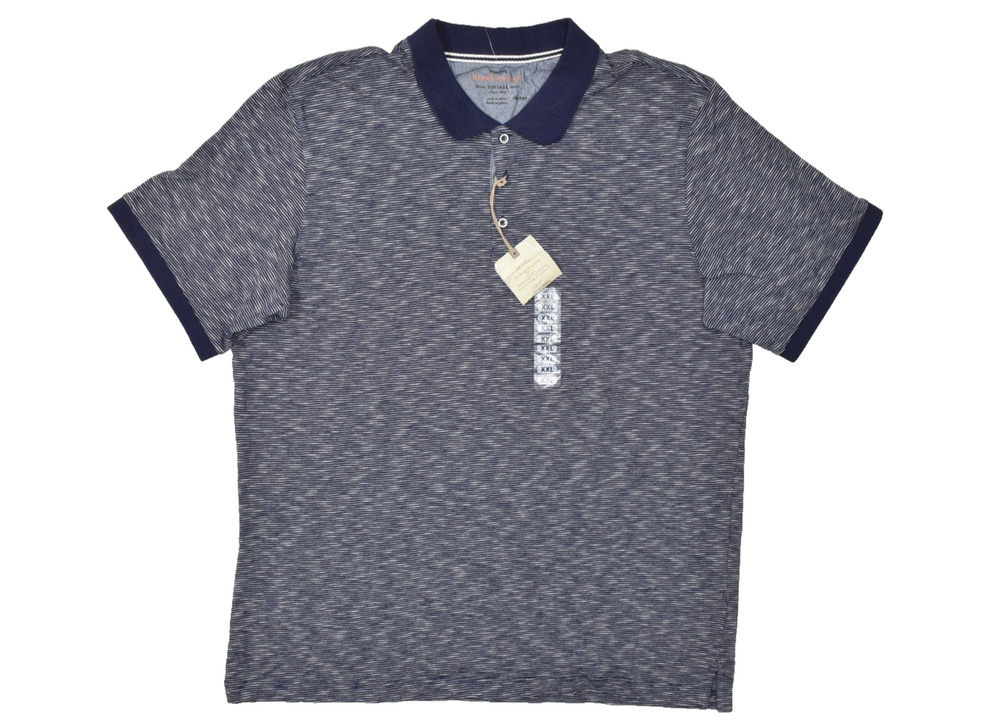 Weatherproof Vintage Men's Blue Striped Polo Shirt Short Sleeve Size XXL NEW